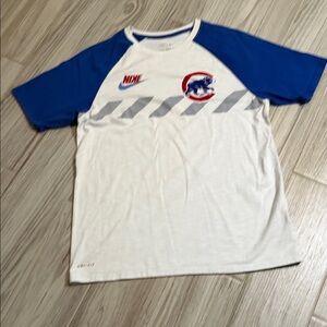 Nike White and Royal Blue Chicago Cubs Short Sleeve Tee
